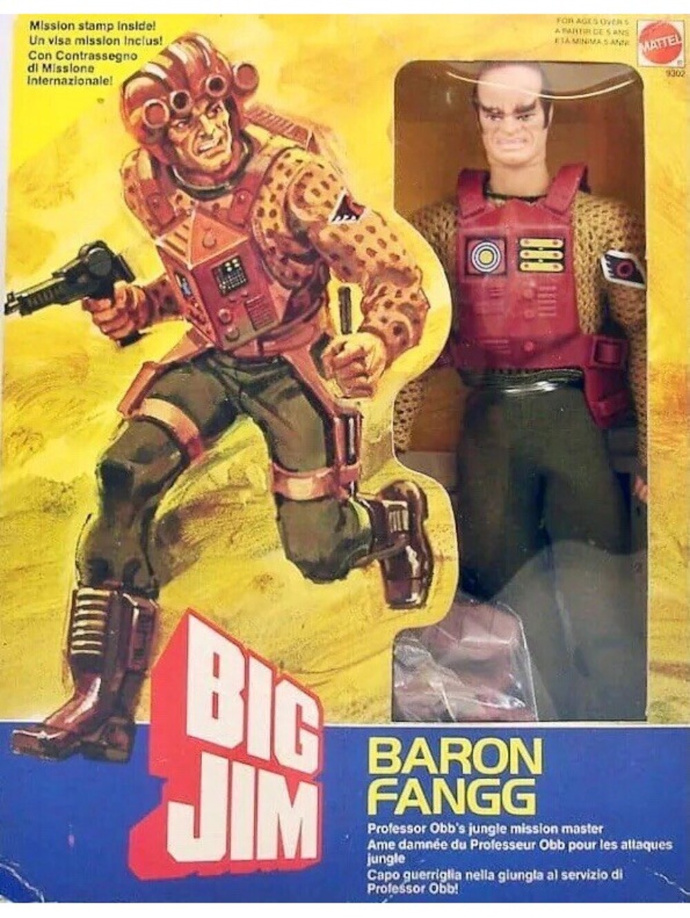 Vintage Mattel Sealed European Big Jim Global Command Condor Force Baron Fang